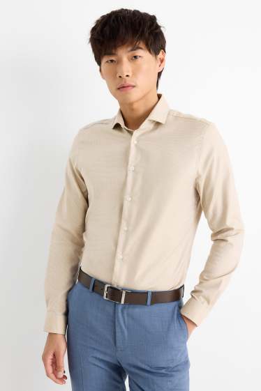 Home - Camisa formal - slim fit - cutaway - fàcil de planxar - beix/blau