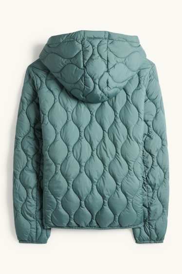 Dames - Gewatteerde jas met capuchon - petrol