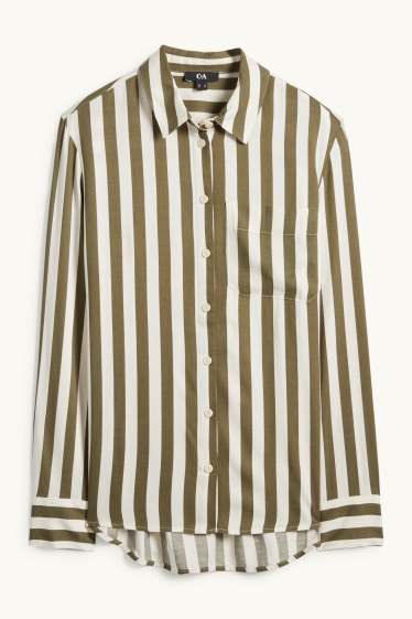 Dona - Brusa - de ratlles - verd fosc / blanc trencat