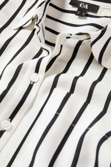 Dames - Blouse - gestreept - wit / zwart