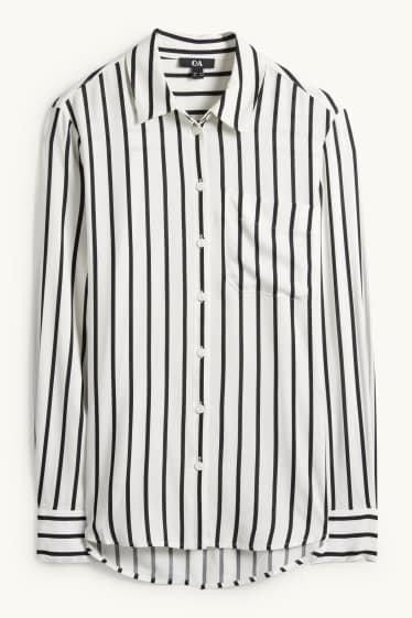 Dames - Blouse - gestreept - wit / zwart