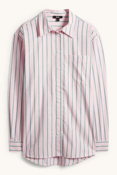 Donna - Blusa - a righe - verde / rosa