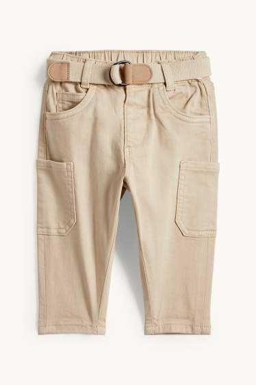 Bebeluși - băieți - Pantaloni cargo cu curea bebeluși - bej deschis