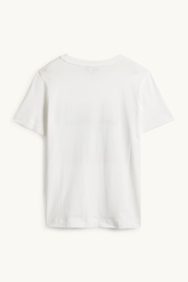 Dona - Samarreta de màniga curta - regular fit - efecte brillant - blanc