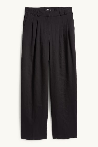Femei - Pantaloni de stofă - talie medie - wide leg - negru