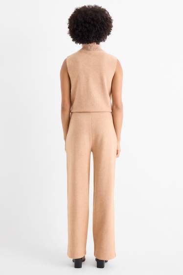 Femmes - Pantalon en maille - mid waist - regular fit - marron clair