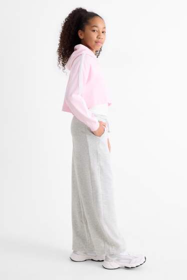 Copii - Fete - Pantaloni de trening - gri deschis melanj