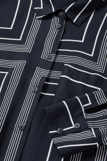 Donna - Vestito a camicia di viscosa - fantasia - blu scuro / bianco