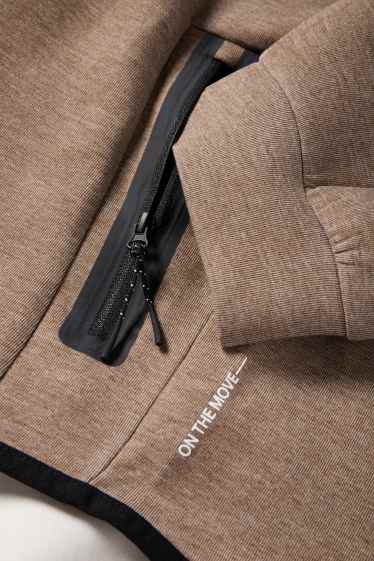 Hommes - Sweat zippé en molleton à capuche - marron