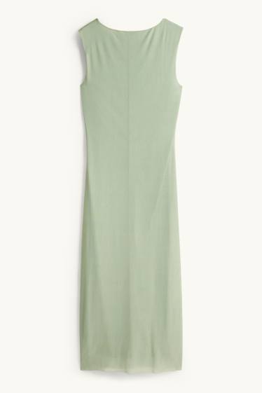 Femei - Rochie din plasă - cu flori - verde deschis