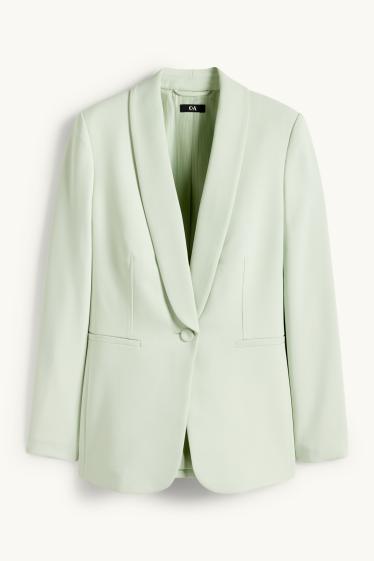 Femmes - Blazer long - regular fit - vert menthe