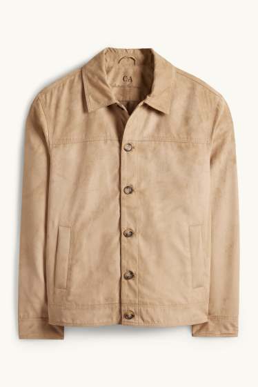 Heren - Jas - imitatiesuède - lichtbruin