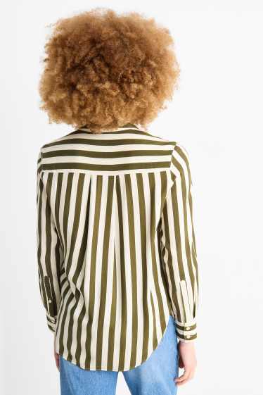 Dona - Brusa - de ratlles - verd fosc / blanc trencat