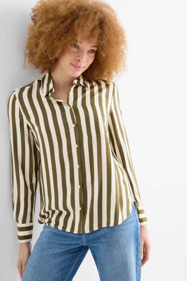 Dona - Brusa - de ratlles - verd fosc / blanc trencat