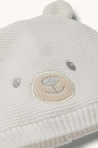 Bebeluși - băieți - Ursuleți - căciulă bebeluși - alb