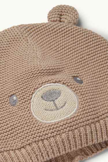 Unisex - Bärchen - Baby-Mütze - hellbraun