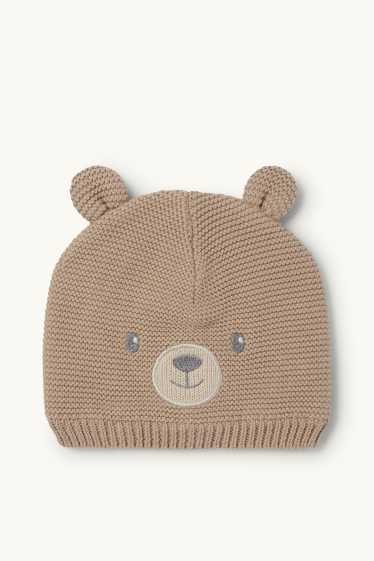 Unisex - Bärchen - Baby-Mütze - hellbraun