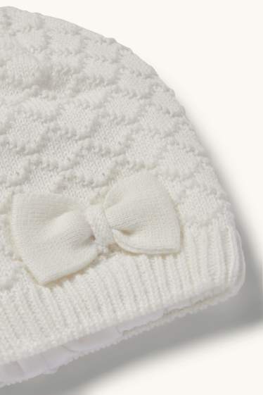Baby: meisjes - Babymuts - met structuur - wit