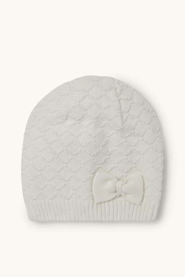 Baby: meisjes - Babymuts - met structuur - wit