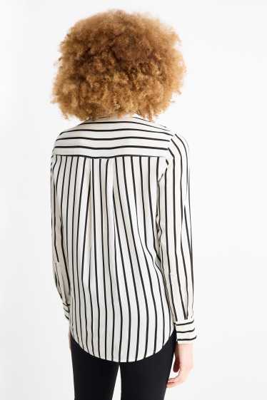 Dames - Blouse - gestreept - wit / zwart