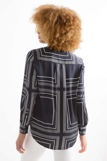 Dames - Blouse - met patroon - donkerblauw