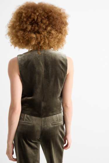 Femmes - Gilet sans manches en velours - regular fit - vert