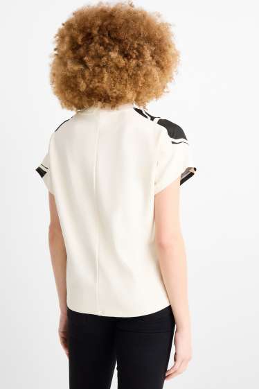 Donna - T-shirt - relaxed fit - a fiori - nero / beige