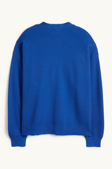 Bărbați - Cardigan tricotat - structurat - albastru închis