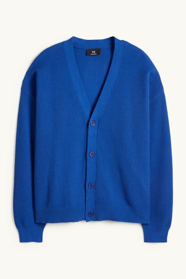 Bărbați - Cardigan tricotat - structurat - albastru închis