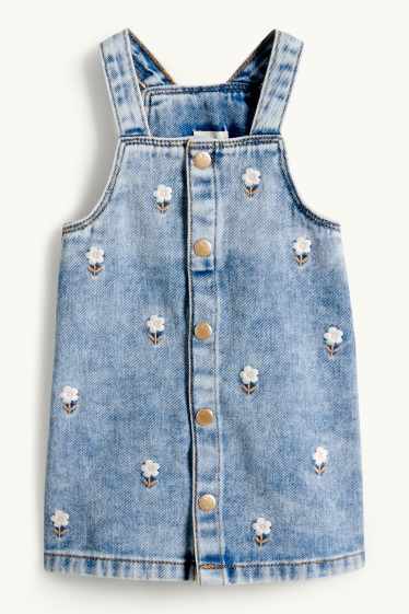 Baby Mädchen - Blümchen - Baby-Outfit - 2 teilig - jeansblau