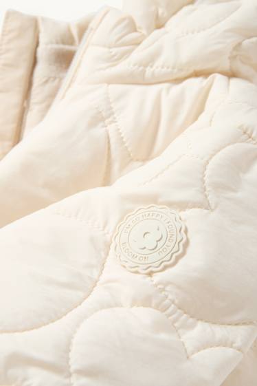 Baby Mädchen - Herzchen - Baby-Steppjacke mit Kapuze - wasserabweisend - cremeweiß