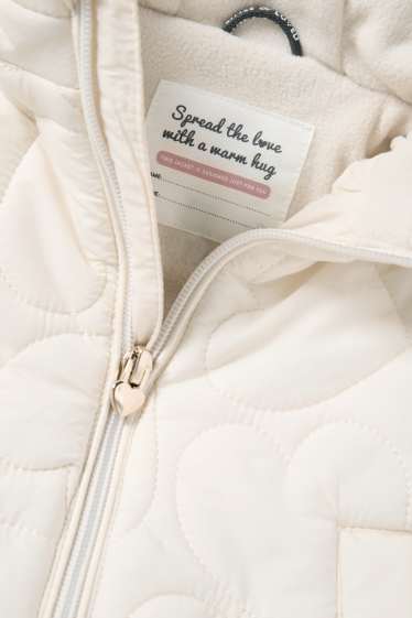 Baby Mädchen - Herzchen - Baby-Steppjacke mit Kapuze - wasserabweisend - cremeweiß