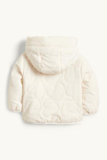 Baby Mädchen - Herzchen - Baby-Steppjacke mit Kapuze - wasserabweisend - cremeweiß