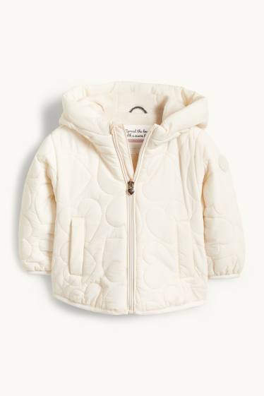 Baby Mädchen - Herzchen - Baby-Steppjacke mit Kapuze - wasserabweisend - cremeweiß