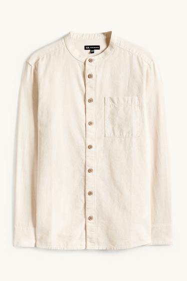 Kinder Buben - Hemd mit Leinen-Anteil - hellbeige