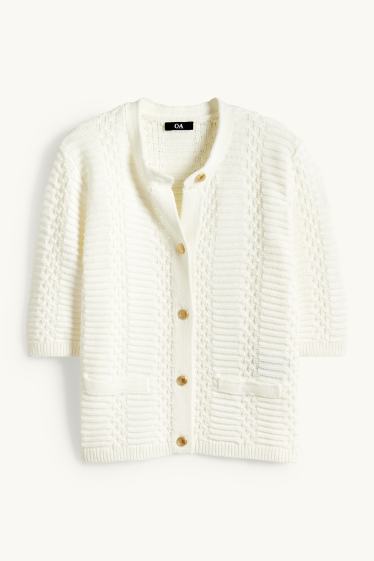 Women - Cardigan - textured - white