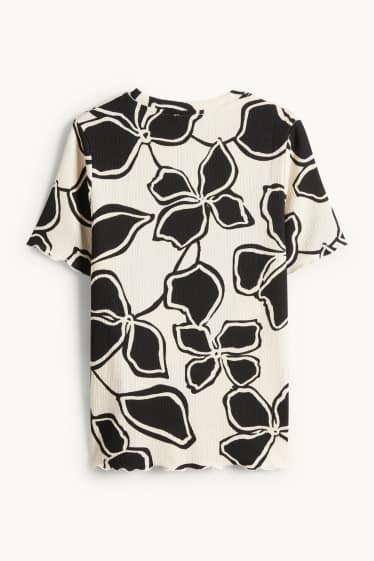 Femei - Tricou - regular fit - cu flori - negru / nej