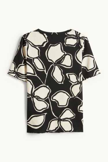 Women - T-shirt - regular fit - floral - black / beige