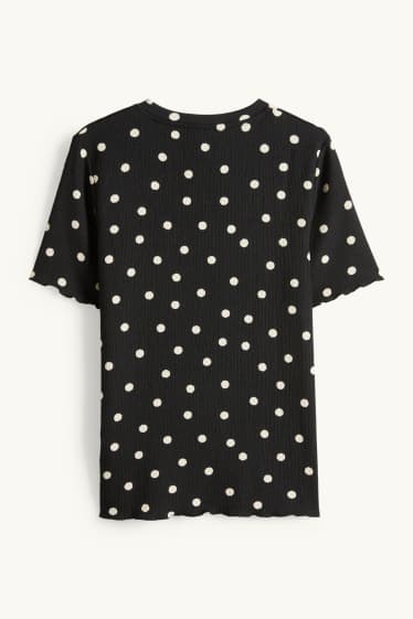 Damen - T-Shirt - Regular Fit - gepunktet - schwarz