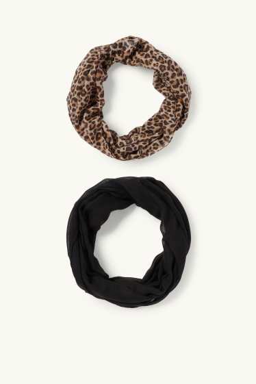 Donna - Confezione da 2 - scaldacollo - nero / beige