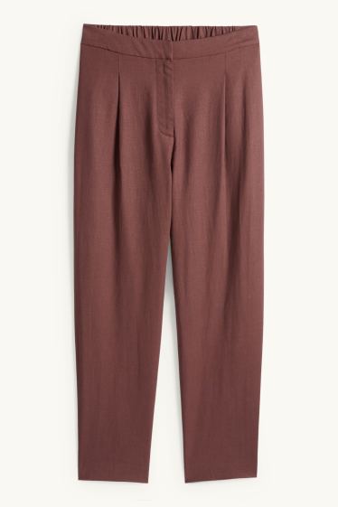 Dames - Business-broek - mid waist - regular fit - linnenmix - bruin