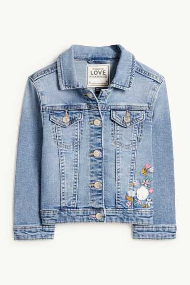 Kinder Mädchen - Blume - Jeansjacke - jeansblau