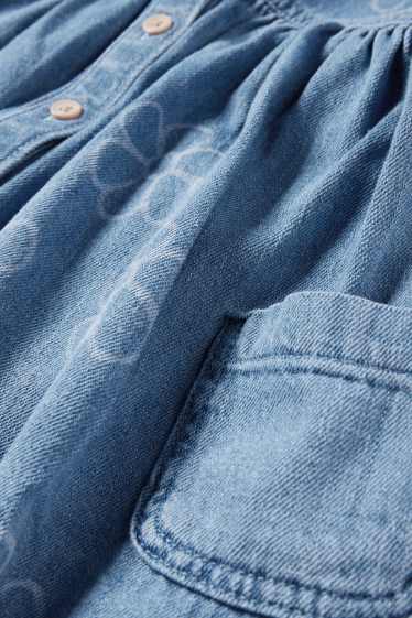 Děti - dívky - Květiny - džínové šaty - džíny - světle modré