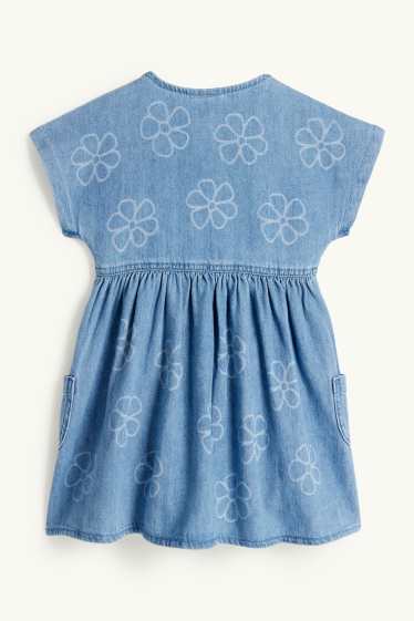 Děti - dívky - Květiny - džínové šaty - džíny - světle modré