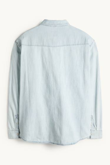 Bărbați - Cămașă din denim - regular fit - guler Kent - denim-albastru deschis