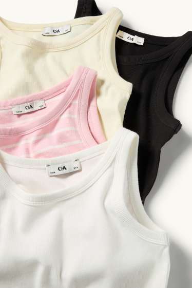 Kinderen: meisjes - Set van 4 - singlet - geribd - wit