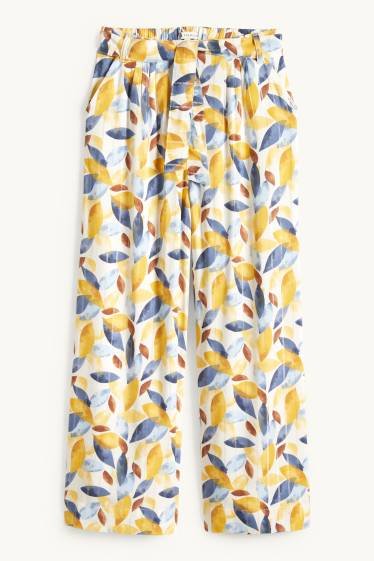 Kinder Mädchen - Stoffhose - Glanz-Effekt - gemustert - gelb