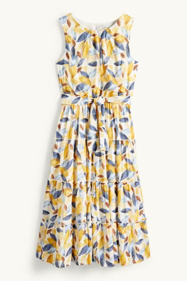 Enfants filles - Robe - effet brillant - à motif - jaune