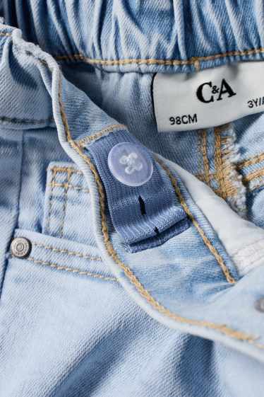 Enfants filles - Papillon - barrel jean - effet brillant - jean bleu clair