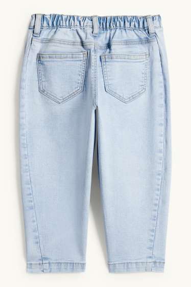 Enfants filles - Papillon - barrel jean - effet brillant - jean bleu clair